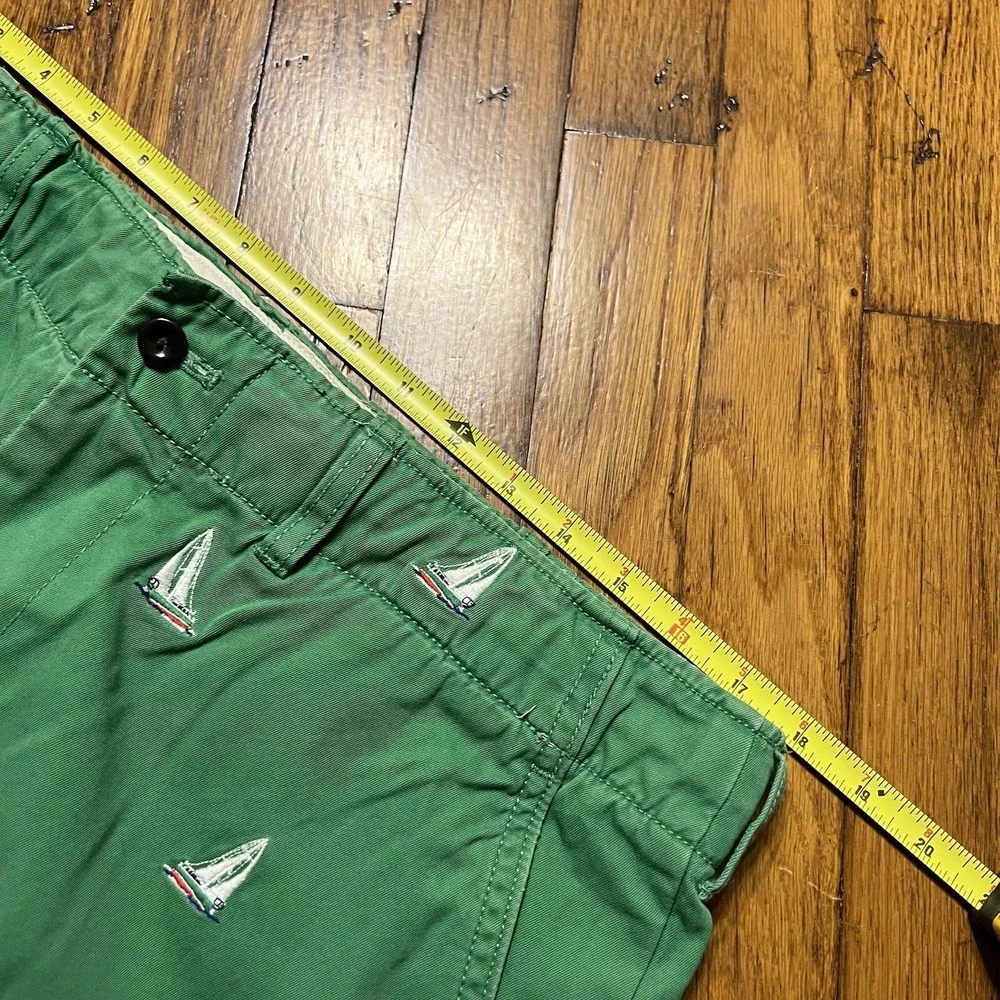 Polo Ralph Lauren Men's Boat Shorts Green Sailboats Size 35 100% Cotton